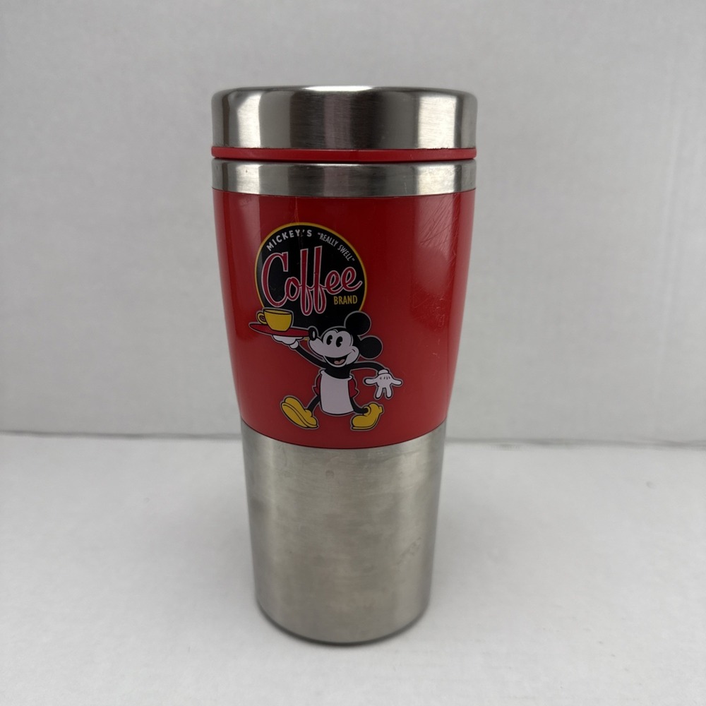 Mickey's Really Swell Coffee Brand Stainless Steel Travel Tumbler Mug Cup Vtg